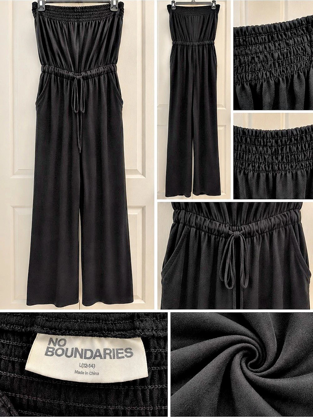 No Boundaries Wide Leg Black Jumpsuit Like New